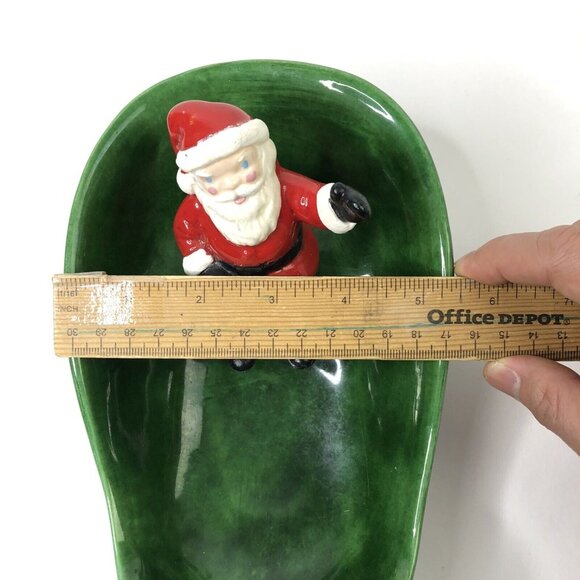 VTG 70s Atlantic Mold Ceramic Santa in Sleigh Christmas Candy Dish Centerpiece - Picture 9 of 11